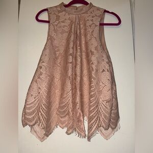 Love, fire lacy feather fairy eyelash top ballet pink size large